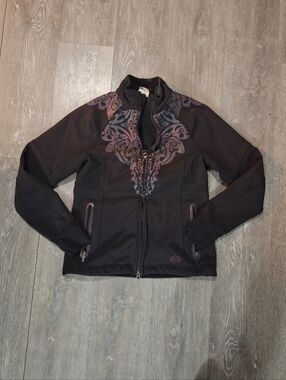 Harley-Davidson Black Jacket With Road Angel Graphic Rider Active Thumbhole